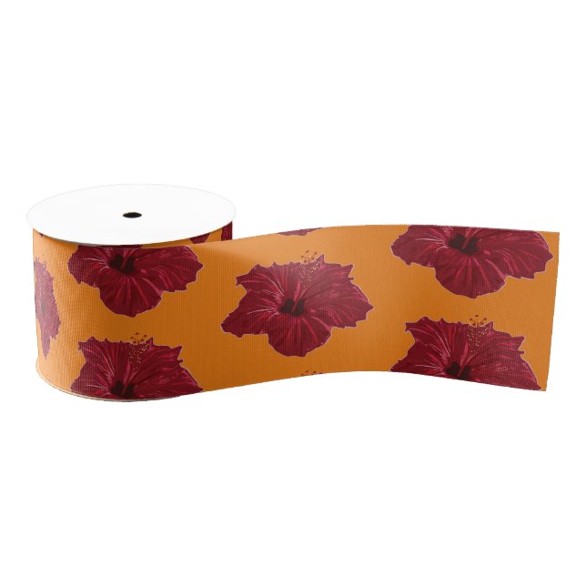 Red Hibiscus Grosgrain Ribbon (Spool)