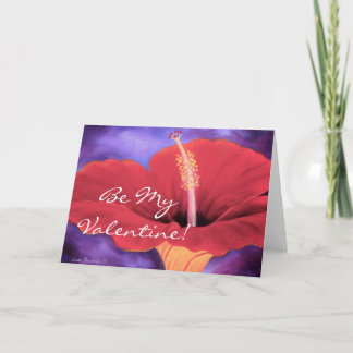 Red Hibiscus I Love You Valentine ... - Customised Holiday Card