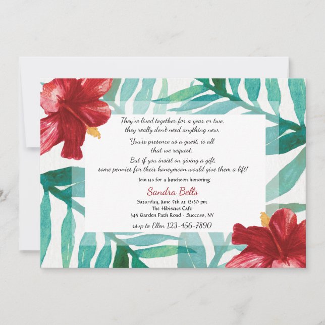 Red Hibiscus Invitation (Front)