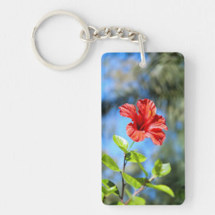 Red Hibiscus Key Ring
