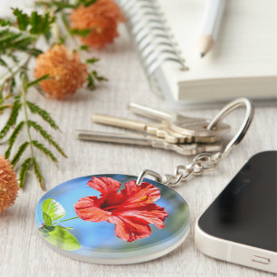 Red Hibiscus Key Ring