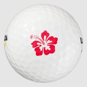 Red Hibiscus Logo Golf Ball