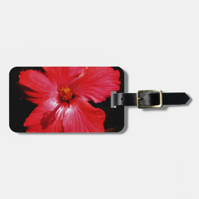 Red Hibiscus Luggage Tag (Front Horizontal)