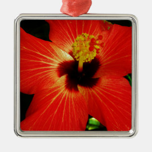 Red Hibiscus Metal Tree Decoration