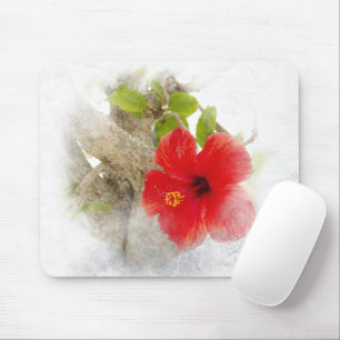 Red Hibiscus Mouse Mat
