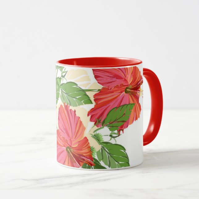 Red Hibiscus Mug (Front Right)