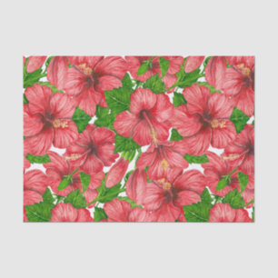 Red hibiscus pattern II Tissue Paper