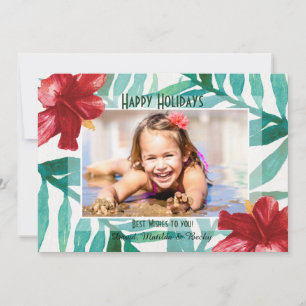 Red Hibiscus Photo Holiday Card
