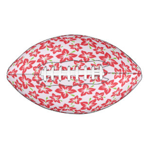 Red Hibiscus, Red Flowers, Pattern Of Flowers American Football