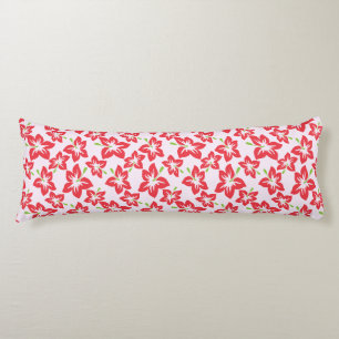 Red Hibiscus, Red Flowers, Pattern Of Flowers Body Cushion