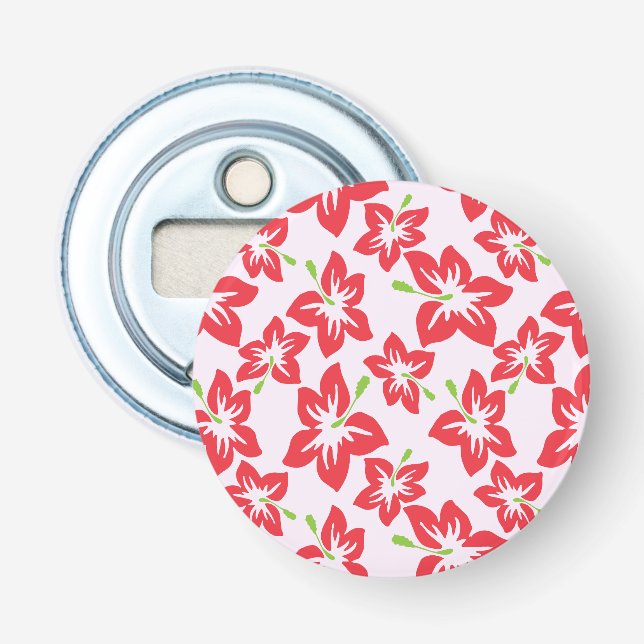 Red Hibiscus, Red Flowers, Pattern Of Flowers Bottle Opener (Front)