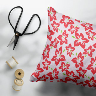 Red Hibiscus, Red Flowers, Pattern Of Flowers Decorative Cushion