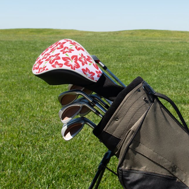 Red Hibiscus, Red Flowers, Pattern Of Flowers Golf Head Cover (In Situ)