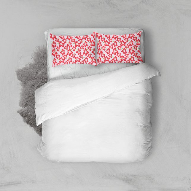 Red Hibiscus, Red Flowers, Pattern Of Flowers Pillowcase (Creator Uploaded)