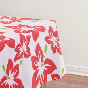 Red Hibiscus, Red Flowers, Pattern Of Flowers Tablecloth