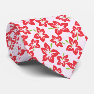 Red Hibiscus, Red Flowers, Pattern Of Flowers Tie