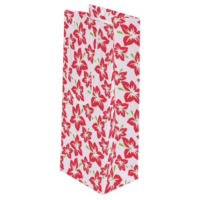 Red Hibiscus, Red Flowers, Pattern Of Flowers Wine Gift Bag (Back Angled)