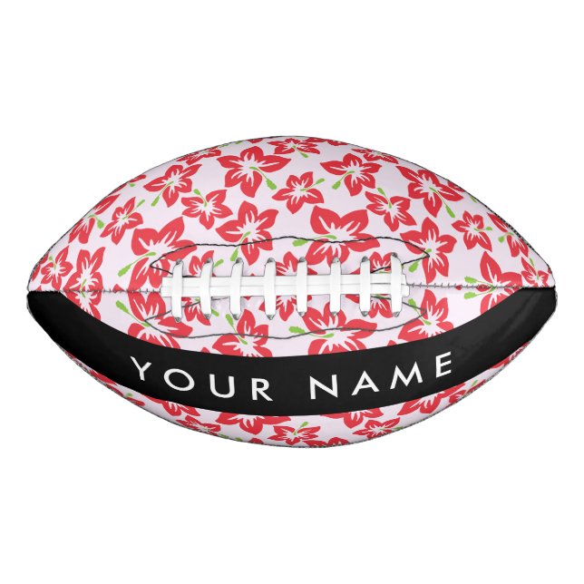 Red Hibiscus, Red Flowers, Your Name American Football (Front)