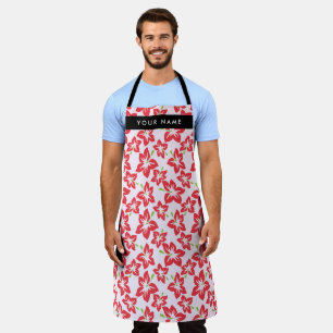 Red Hibiscus, Red Flowers, Your Name Apron