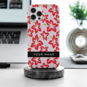 Red Hibiscus, Red Flowers, Your Name iPhone 15 Pro Max Case