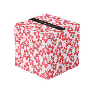 Red Hibiscus, Red Flowers, Your Name Cube