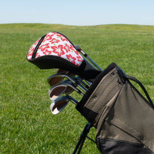 Red Hibiscus, Red Flowers, Your Name Golf Head Cover