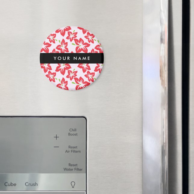 Red Hibiscus, Red Flowers, Your Name Magnet (In Situ (Fridge))