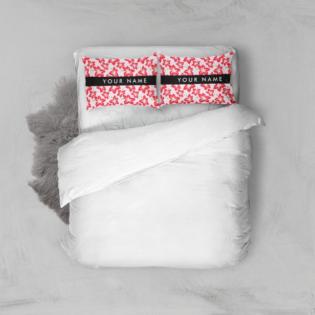 Red Hibiscus, Red Flowers, Your Name Pillowcase (Creator Uploaded)