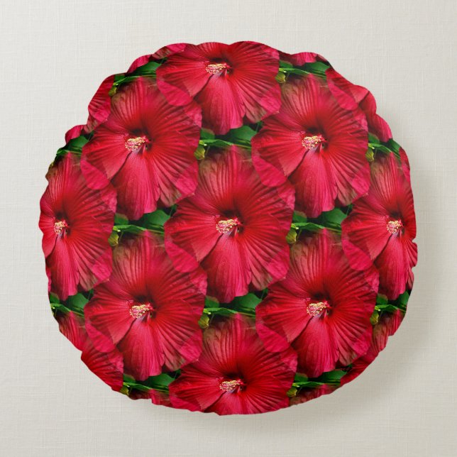 Red Hibiscus....... Round Cushion (Front)