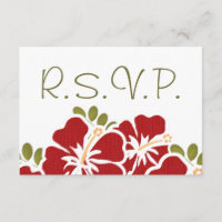 RED HIBISCUS RSVP WEDDING RESPONSE CARDS