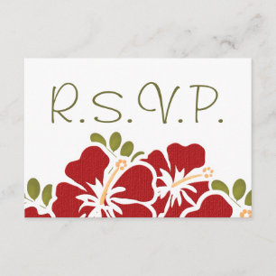 RED HIBISCUS RSVP WEDDING RESPONSE CARDS
