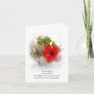Red Hibiscus Sympathy Thank You Card