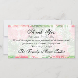 Red Hibiscus Sympathy Thank you Photo Card