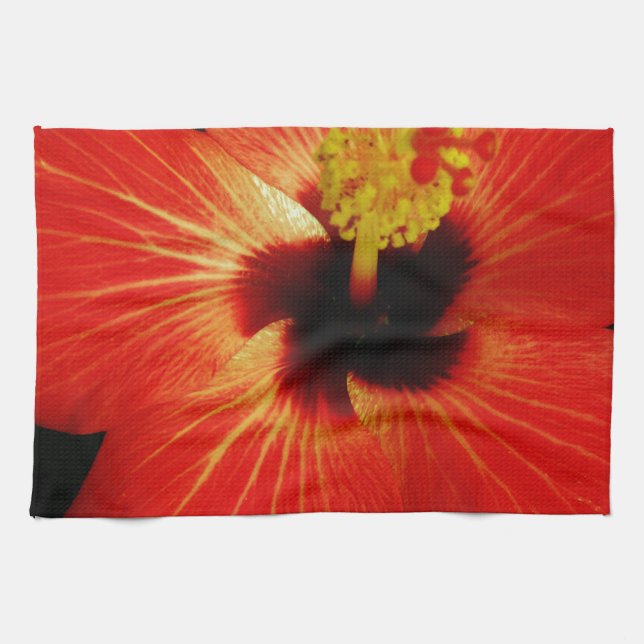 Red Hibiscus Tea Towel (Horizontal)