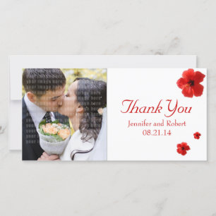 Red Hibiscus Thank You Custom Photo Card