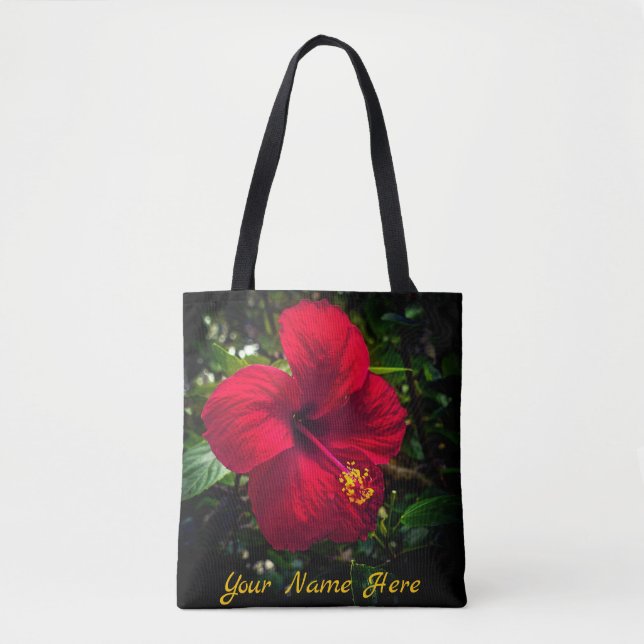"Red Hibiscus" Tote Bag  (Front)
