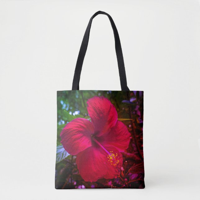 "Red Hibiscus" Tote Bag (Front)
