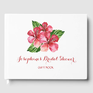 Red Hibiscus Tropical Bridal Shower Guest Book
