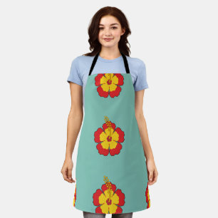 Red Hibiscus Tropical Flower Apron