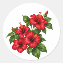Red Hibiscus Tropical Flower Bouquet Sticke