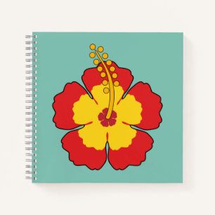 Red Hibiscus Tropical Flower Notebook