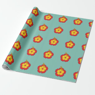 Red Hibiscus Tropical Flower Wrapping Paper
