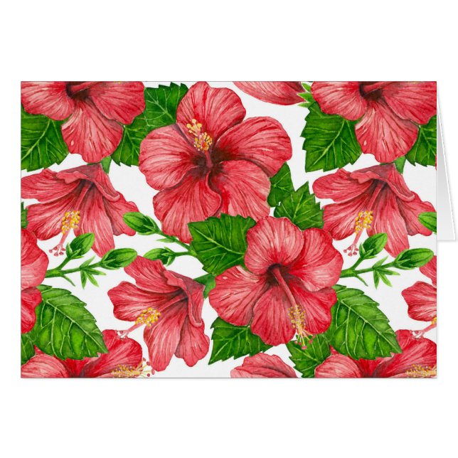 Red hibiscus watercolor pattern (Front Horizontal)