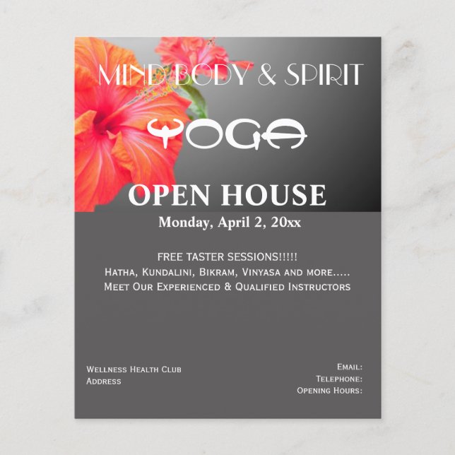 Red Hibiscus Yoga A5 flyer (Front)