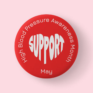 Red High Blood Pressure Awareness Month Button