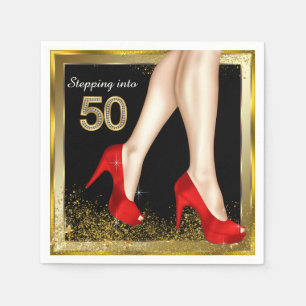 Red High Heel 50th Birthday Party Napkin