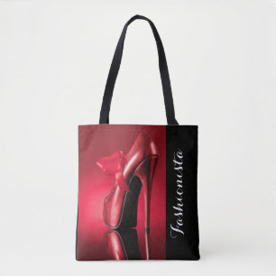Red High Heel Red Bow Tote Bag