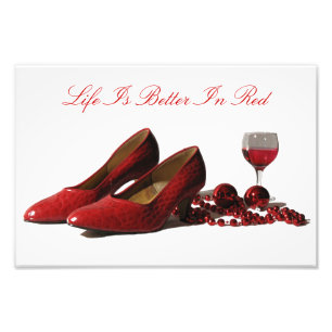 Red High Heel Shoes and Red Wine Photo Print