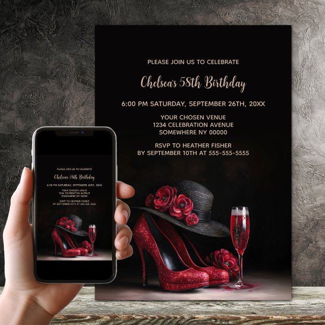 Red High Heel Shoes Birthday Party Invitation (Creator Uploaded)