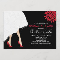 Red High Heel Shoes Bridal Shower Invitation